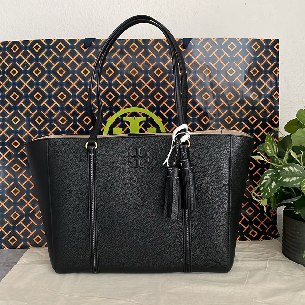 New✨ authentic tory burch thea large tote bag in black - Picture 5 of 16